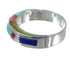 Southwestern Sterling Silver Multicolor Inlay Ring Size 6-1/4 AX87184